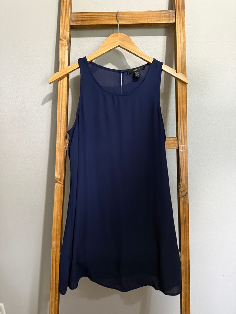 Forever 21 Navy Sleeveless Chiffon Swing Mini Dress